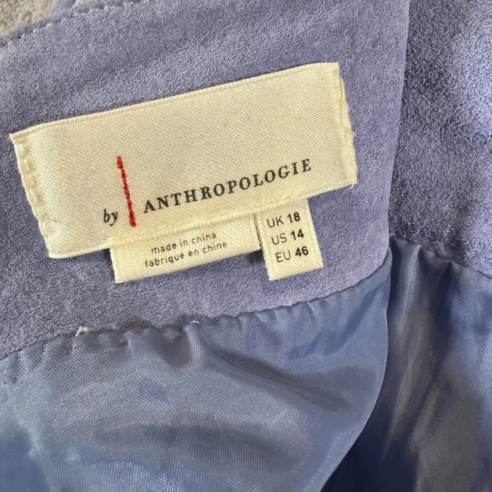 Anthropologie Suede Mini Skirt Womens 14 Leather Hippie Belted Boho Periwinkle